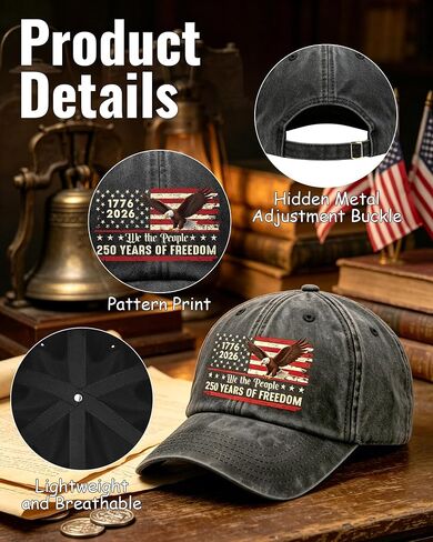 250 Year American Anniversary Hat - Adjustable Grey 250 Anniversary USA Hat with Eagle Liberty Bell Statue of Liberty Baseball Cap for Men Women Patriotic in Saudi Arabia