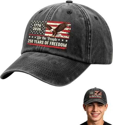 250 Year American Anniversary Hat - Adjustable Grey 250 Anniversary USA Hat with Eagle Liberty Bell Statue of Liberty Baseball Cap for Men Women Patriotic in Saudi Arabia