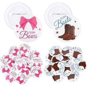 60 pcs Boots or Bows Gender Reveal Pins, Funny Boots or Bows Gender Reveal Decorations for Party Supplies Blue and Pink Team Boy or Girl Pins for Baby Shower Favors for Guests in Saudi Arabia