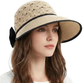 Women's Summer Straw Sun Hat, Wide Brim Adjustble Foldable Beach Cap for Outdoor in Saudi Arabia