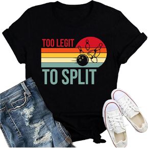 Bowling Shirts for Women Too Legit to Split T-Shirt Retro Sunset Bowler Bowling League Team Tee in Kuwait