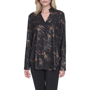 Halston Women's Printed Embellished V Neck Blouse in Kuwait