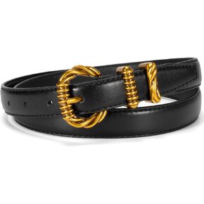 Women Slim Belt with Vintage Gold Buckle, Thin Dress Belt for Women Jeans Pants Trousers Dresses in Saudi Arabia