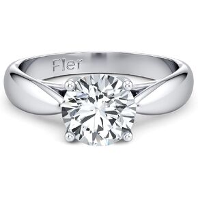 FLER 2CT Solitaire Moissanite Engagement Ring for Women, 8MM Round D Color VVS1 Clarity, 4-Prong Handmade Stone Setting - 22K White Gold Filled Solid 925 Sterling Silver, Promise Rings for Her in Saudi Arabia