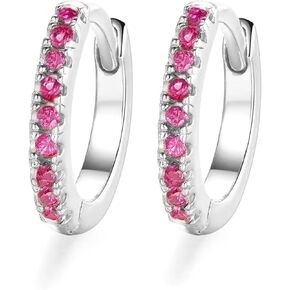 Ruby Gold Hoop Earrings for Women 12mm – 14K Solid Gold or Sterling Silver Huggie Earrings – Hypoallergenic Small July Birthstone Jewelry Gift in Saudi Arabia