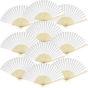 50 Pcs White Paper Fans Handheld – Hand Fan Foldable Bamboo Folding Fan Bulk for Women Wedding Guests Party Favors Home Decoration Church Summer in Saudi Arabia