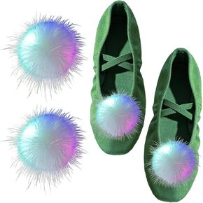 2 Pcs Halloween White Jumbo Glitter Tinsel Pom Pom Ball for Fluffy Shoe Sparkle Balls Removable Faux Fur Shoe Clips Wedding Decoration For Women Girls Constume in Saudi Arabia