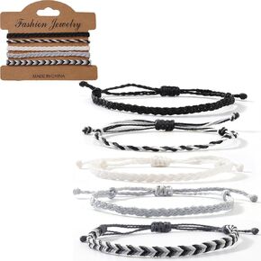 Boho Friendship Braided Woven Rope String Stackable Bracelet Set for Women Men,Handmade Beach Ocean Surfer Adjustable Jewelry,Daily Gift in Saudi Arabia