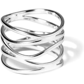 Multi Rows Cross Lines Knot Wide Band Ring, S925 Sterling Silver, Cocktail Party Punk Biker Gothic Statement Chunky Band, for Women in Saudi Arabia