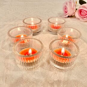 Clear Glass Tea Light Candle Holder, Tabletop Centrepiece Decor Set of 6 | Votive Tealight for Wedding Reception, Home Dining, Birthday Party and Christmas Holiday in Saudi Arabia