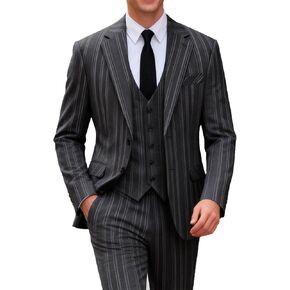 UNINUKOO Men's Suit Pinstripe 3 Piece Slim Fit Tuxedo Formal Dress Wedding Party Two Button Blazer Vest Pants Set in Saudi Arabia