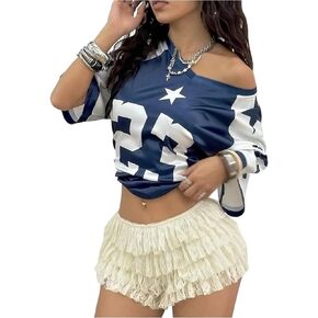 RoseSeek Women's Lace Layered Mini Shorts Low Rise Summer Cute Shorts Bloomers in Kuwait