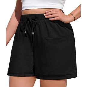 Yusongirl Plus Size Casual Shorts for Women Casual Elastic Wide Leg Drawstring Lightweight Summer Pull On Shorts with Pockets in Saudi Arabia