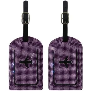 Bling Luggage Tags for Suitcases Sparkle Diamond Faux Leather Privacy Protection Bag Tags Travel Accessories Essential (2 - Pack), AB in Saudi Arabia