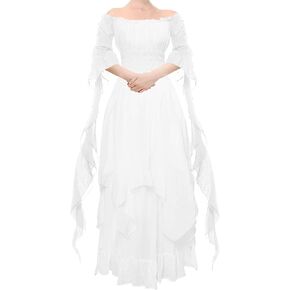 YEAXLUD Women's Victorian Dress Puff Sleeve Off Shoulder Ruffle Medieval Costume for Women Renaissance Dress in Saudi Arabia