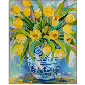 Stupell Industries 'Expressive Yellow Tulips in Vase', Canvas Art, 24 x 30 Inches, Easy to Hang and Sturdy, Made in USA, by Jeanette Vertentes in Kuwait