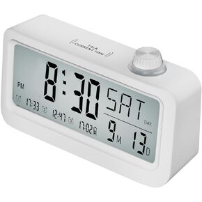 Medication Pill Reminder, Rechargeable Talking Alarm Clock with 3 Custom Voice Recording Alarms, Touch-to-Talk, a Digital Alarm Clocks Gift for Mom/Dad/Seniors/Elderly(White) in Kuwait