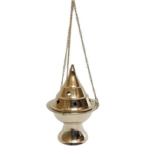 Handmade Gold Brass Incense Burner/Incense Censer with Sieve – Adjustable Height 4.33 Inch Adjustable Incense Heater for Aromatherapy with Tea Light Included (Gold Brass) in Saudi Arabia