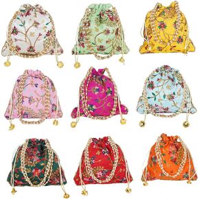Indian Potli Hannd bags Ladies Handbag Purse for Bridal Batwa Pearls Handle Clutch Purse for Women. in Saudi Arabia