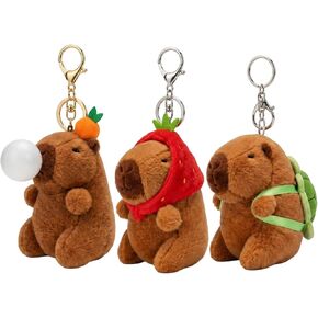 3-Pack Capybara Plush Keychain, Cute Animal Keychains for Backpacks and Gifts, Soft Capybara Stuffed Keychain for Collectors, Fun Party Favors and Daily Accessories in Saudi Arabia
