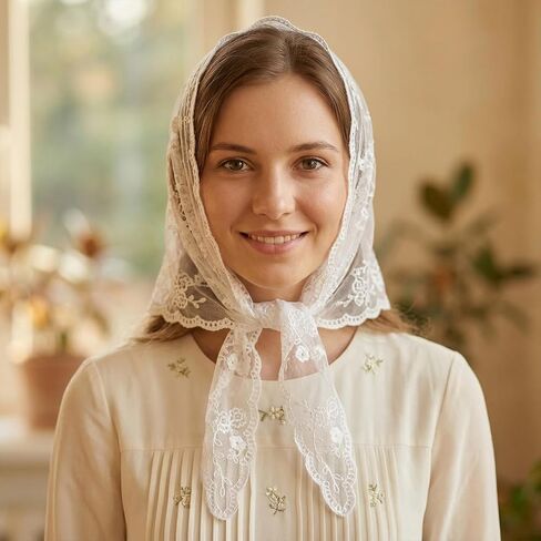 Mass Veil White Triangle Mantilla Veils Catholic Lace Christian Veils Head Covering Scarf Chapel Bridal Veil For Wedding Church Bridal Women in Kuwait