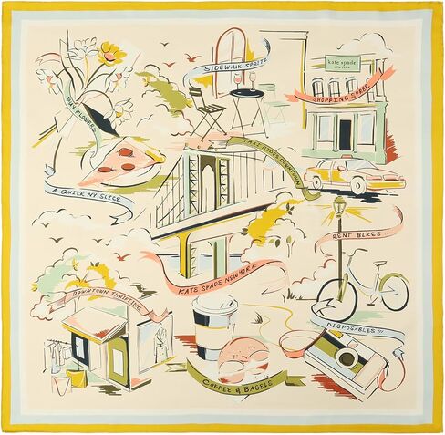 Kate Spade Womens Downtown Day Trip Silk Square Scarf, Stylish Fashion Accessory for Women in Kuwait
