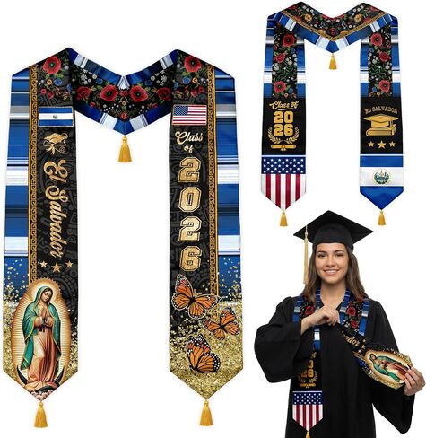 Reversible Graduation Stole with Gold Tassels Class of 2026 Grad Sash for High School and College in Saudi Arabia