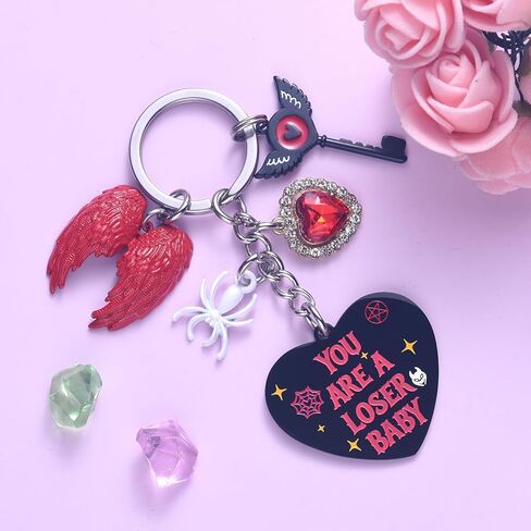 Melix Home Hazbin Merch Angel Keychain Anime Cosplay Friendship Gifts Heart Keychain Men Women Fans Birthday Present in Kuwait