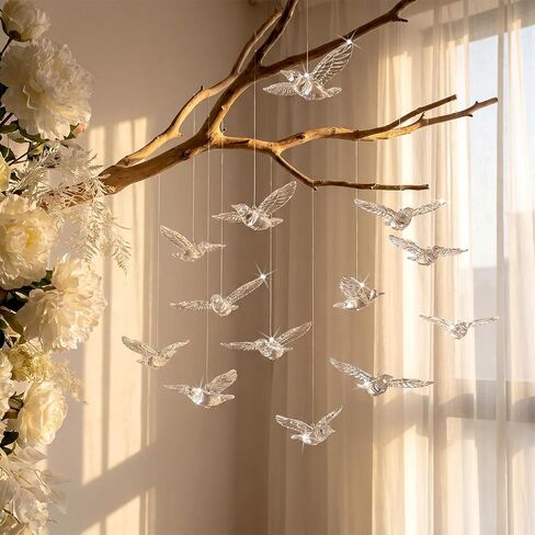 Novabright 30 Pcs Hummingbird Hanging Ornaments Acrylic Crystal Hummingbird Wedding Decor Suncatchers Hanging Ceiling Decor Bird Figurines Ornaments for Trees Wedding Stage Home Decoration in Kuwait