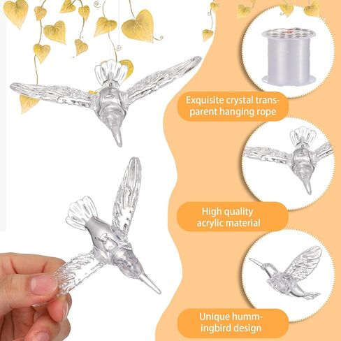 Novabright 30 Pcs Hummingbird Hanging Ornaments Acrylic Crystal Hummingbird Wedding Decor Suncatchers Hanging Ceiling Decor Bird Figurines Ornaments for Trees Wedding Stage Home Decoration in Kuwait