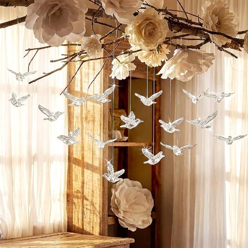 Novabright 30 Pcs Hummingbird Hanging Ornaments Acrylic Crystal Hummingbird Wedding Decor Suncatchers Hanging Ceiling Decor Bird Figurines Ornaments for Trees Wedding Stage Home Decoration in Kuwait