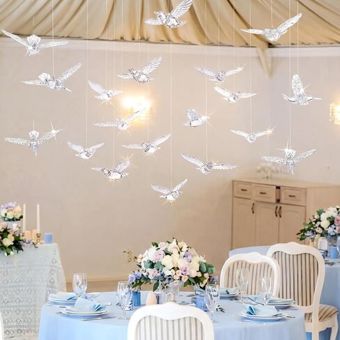 Novabright 30 Pcs Hummingbird Hanging Ornaments Acrylic Crystal Hummingbird Wedding Decor Suncatchers Hanging Ceiling Decor Bird Figurines Ornaments for Trees Wedding Stage Home Decoration in Kuwait