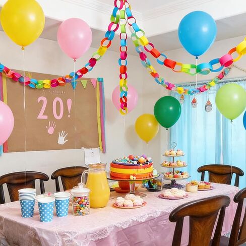 JarThenaAMCS 600Pcs Neon Paper Chain Garlands Double-Sided 5 Colors Paper Stripes VBS Decals for Birthday Christian Party Vacation Bible School Decor in Kuwait