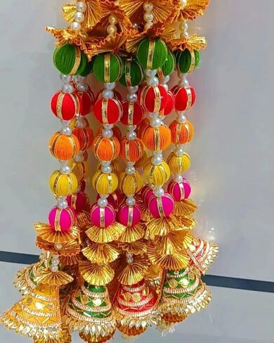 Decorative Door Hangings, 5-Line Gota Patti Latkan, Traditional Wedding Backdrop, Multicolour in Saudi Arabia