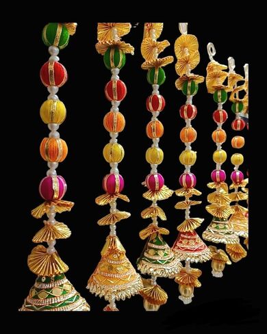 Decorative Door Hangings, 5-Line Gota Patti Latkan, Traditional Wedding Backdrop, Multicolour in Saudi Arabia
