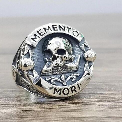 New 2026 Unisex Goth Vintage Ethic Memento Mori Carpe Diem Letter Skull Rings For Men, Fashion Punk Christmas Halloween Skeleton Ring Luxury Accessories Creative Gift For Women in Saudi Arabia