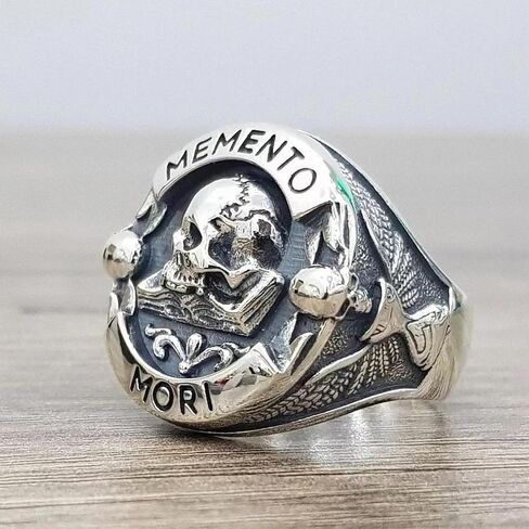New 2026 Unisex Goth Vintage Ethic Memento Mori Carpe Diem Letter Skull Rings For Men, Fashion Punk Christmas Halloween Skeleton Ring Luxury Accessories Creative Gift For Women in Saudi Arabia