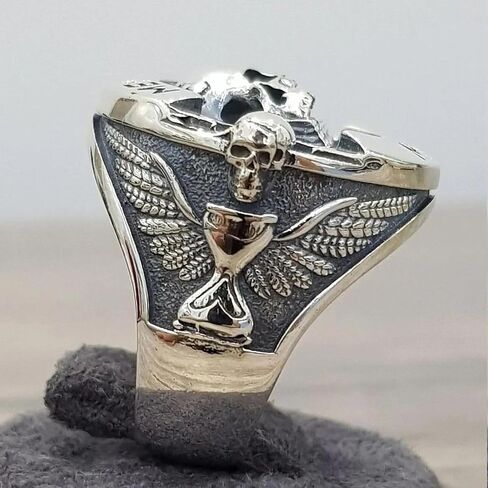 New 2026 Unisex Goth Vintage Ethic Memento Mori Carpe Diem Letter Skull Rings For Men, Fashion Punk Christmas Halloween Skeleton Ring Luxury Accessories Creative Gift For Women in Saudi Arabia