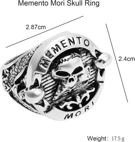 New 2026 Unisex Goth Vintage Ethic Memento Mori Carpe Diem Letter Skull Rings For Men, Fashion Punk Christmas Halloween Skeleton Ring Luxury Accessories Creative Gift For Women in Saudi Arabia
