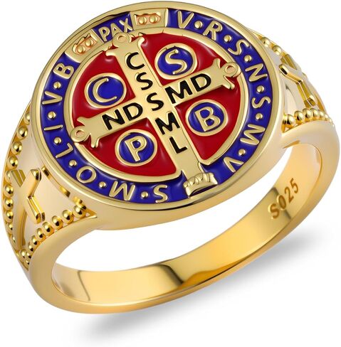 St Benedict Ring 925 Sterling Silver St Benedict Jewelry Religious Protection Jewelry Gifts for Men Women in Saudi Arabia