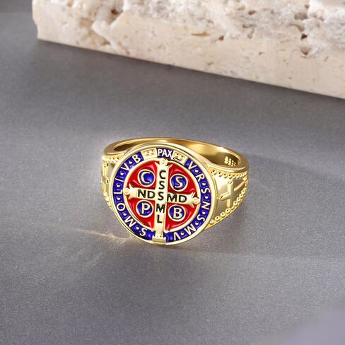 St Benedict Ring 925 Sterling Silver St Benedict Jewelry Religious Protection Jewelry Gifts for Men Women in Saudi Arabia