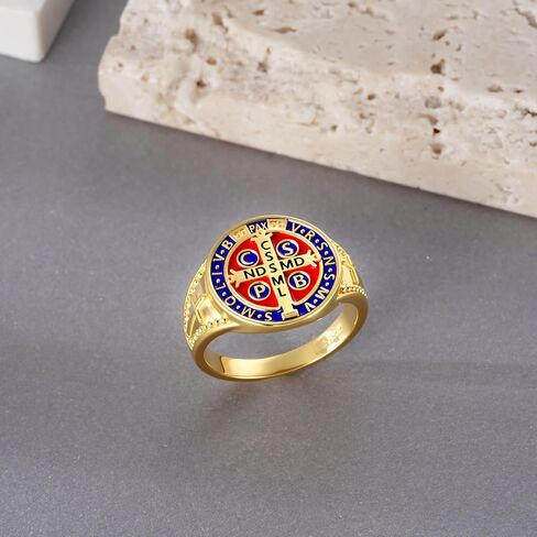 St Benedict Ring 925 Sterling Silver St Benedict Jewelry Religious Protection Jewelry Gifts for Men Women in Saudi Arabia