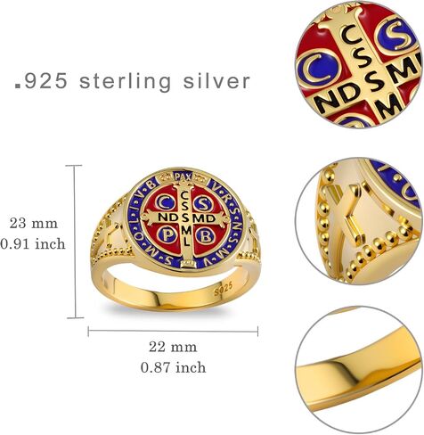 St Benedict Ring 925 Sterling Silver St Benedict Jewelry Religious Protection Jewelry Gifts for Men Women in Saudi Arabia