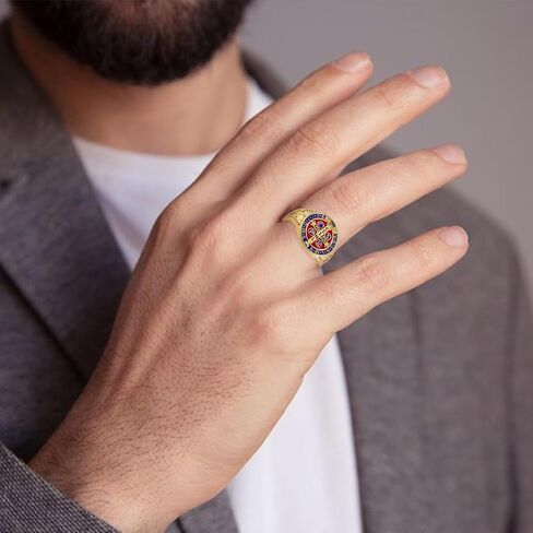 St Benedict Ring 925 Sterling Silver St Benedict Jewelry Religious Protection Jewelry Gifts for Men Women in Saudi Arabia