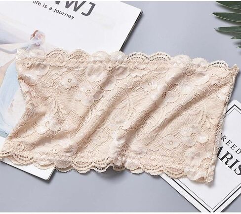 5 Pieces Women Lace Bandeau Bra Tube Top Strapless Elastic No Sponge Pad No Underwire Bra for Women Daily Favor in Saudi Arabia