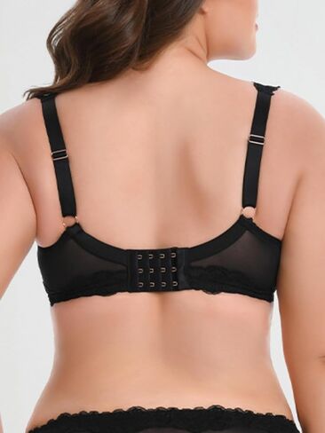 Women's Lace See Through Bra Plus Size Push Up Minimizer Bras for Women Full Coverage Supportive Underwire Unlined in Kuwait
