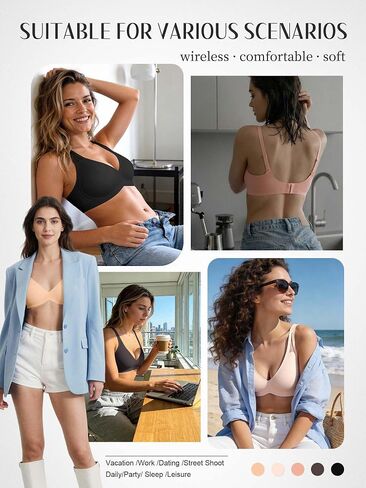 Seamless Wireless Bras for Women - S-2XL Jelly Deep V Padded Bralette with Support - Comfortable T-Shirt Bra No Underwire in Saudi Arabia