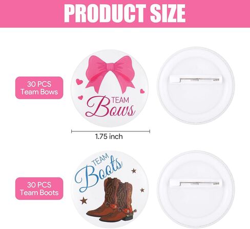 60 pcs Boots or Bows Gender Reveal Pins, Funny Boots or Bows Gender Reveal Decorations for Party Supplies Blue and Pink Team Boy or Girl Pins for Baby Shower Favors for Guests in Saudi Arabia