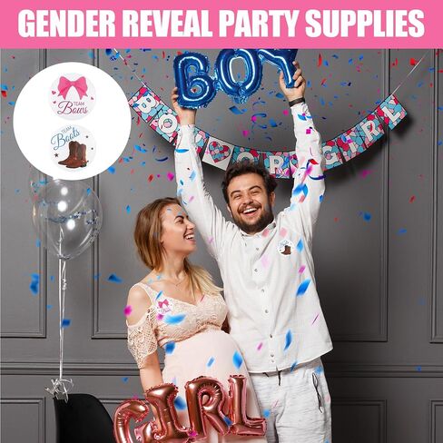 60 pcs Boots or Bows Gender Reveal Pins, Funny Boots or Bows Gender Reveal Decorations for Party Supplies Blue and Pink Team Boy or Girl Pins for Baby Shower Favors for Guests in Saudi Arabia