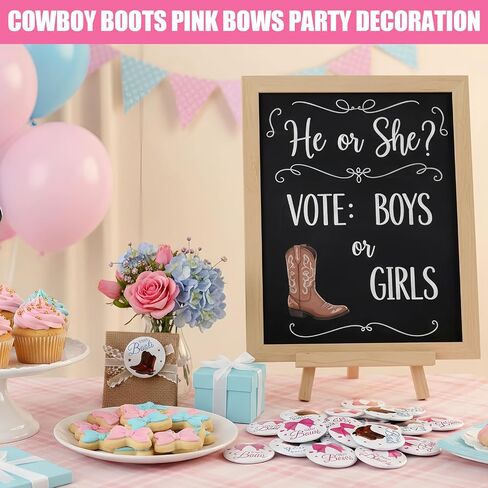 60 pcs Boots or Bows Gender Reveal Pins, Funny Boots or Bows Gender Reveal Decorations for Party Supplies Blue and Pink Team Boy or Girl Pins for Baby Shower Favors for Guests in Saudi Arabia
